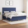 vidaXL Posteľný rám boxspring s matracom modrý 160x200 cm látka - Modrá - 19148-160729