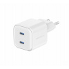 Swissten Sieťový Adaptér GaN 2x USB-C 20W Power Delivery Biely 22070500