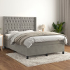 vidaXL Posteľný rám boxsping s matracom bledosivý 140x190 cm zamat - Sivá - 167678-102017