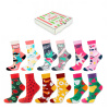 Farebné dámske ponožky SOXO v krabičke pizza - 6 párov