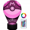 Nočná lampa do detskej izby - Nočná lampa s menom Pokeball 3D LED rytie (Nočná lampa s menom Pokeball 3D LED rytie)