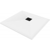 Mexen Stone+ štvorcová kompozitová sprchová vanička 70 x 70 cm, biela, čierny poťah - 44107070-B