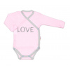 Baby Nellys Body dlhý rukáv Love - zapínanie bokom, ružové, veľ. 62