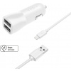 Fixed set autonabíjačky s 2xUSB výstupom a USB/Lightning káblom, 1m, 15W Smart Rapid Charge, biela FIXCC15-2UL-WH