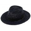 Fiebig - Headwear since 1903 Fedora Raffia - slamený čierny klobúk - Bestseller Veľkosť: 57 cm (M)