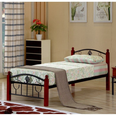 Tempo Kondela Kovová posteľ s roštom, 90x200, MAGENTA (92x86x211cm)