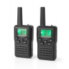 NEDIS vysílačka/ dosah 10 km/ 8 kanálů/ UHF/ VOX/ LED světlo/ nabíjecí základna/ micro USB/ 2 kusy/ černá WLTK1010BK