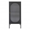 Vitrína Adelaide, čierna, 1 dvere z vlnitého skla 50x35x110 cm