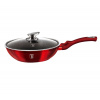 Panvica Berlingerhaus BH-1265 WOK Burgundy Metallic Line s poklicí s mramorovým povrchem 28cm červená