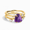 Royal Fashion prsteň Pozitíva 18k zlato Vermeil s drahokamom ametystom a bielymi zafírmi SKA-R006-YELLOWGOLD-AMETHYST Velikost prstenu: 9 (EU: 59-60)