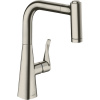 Hansgrohe METRIS M71 drezová batéria 220, vyťahovateľná spŕška, 2jet 14834800 vzhľad nerezovej ocele