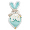 Plyšový zajačik na maznanie Lapin de Sucre Doudou et Compagnie tyrkysový 24 cm v darčekovom balení od 0 mes