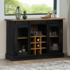 zahrada-XL príborník HALDEN 2 posuvné dvere čierna 112x40x80 cm masív 4018428