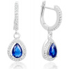 Beneto Kapkové stříbrné náušnice s modrými zirkony AGUC2248
