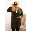 Kesi Dámske elegantné sako Plus Size s golierom a veľkými vreckami Farba: Zelená, Veľkosť: UNI