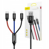 Baseus CAMLT-BSY01 Three Primary Colors 3v1 USB - micro USB / Lightning / USB-C nylonový opletený 3,5A, 1,2m, černý