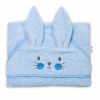 Froté osuška s kapucňou 80 x 80 cm Bunny - modrá, Baby Nellys Baby Nellys