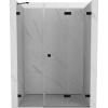 Mexen Lunar-F, pravé skladacie sprchové dvere 140 cm, 8mm číre sklo, čierny matný profil, 836S-140-050-70-00-P