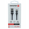 Kábel Swissten USB typ C - USB typ C 0,2 m čierny
