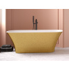 BESCO ASSOS S-LINE GLAM 160 x 70cm vaňa voľne stojaca obdĺžniková zaoblená, s chrómovým sifónom, liaty mramor, zlatá lesklá, #WMD-160-ALZ