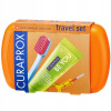 Curaprox Travel Set zubná kefka + CPS medzizubné kefky 2 ks + zubná pasta 10 ml darčeková sada, oranžový