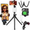 Statív Flexibilný držiak na telefón, ohybný držiak na telefón, fotoaparát + lampa