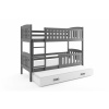 BMS Group Poschodová posteľ s prístelkou KUBO 3 200x90 grafitová - biela