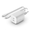 Belkin Duální 65W USB-C PD GaN PPS nástěnná nabíječka + 2m USB-C na USB-C kabel, bílá WCH013vf2MWH-B6