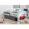 Interbeds LUKI 1 Jednolôžková detská posteľ 80x160 Sivá autíčko