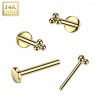 Bezzávitová labreta zo 14kt zlata mini trinity, AU 585/1000 Veľkosť: 0,8 mm, Dĺžka / priemer: 8 mm