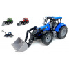 Traktor My Farm s nakladačom alebo radlicou efekty 26cm - modrá - s radlicou