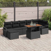 Zahradní jídelní souprava s polštářem 8 pcs Černá a hnědá Black 3349743