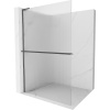 Mexen Kioto+ L, sprchová zástena Walk-In s poličkou a vešiakom 70 x 200 cm, 8mm sklo s rebrovým vzorom, grafitový profil, 800-070-123-66-09