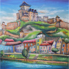 Trenčín - Mgr. Lucia Chocholáčková - Originálny, ručne maľovaný obraz M (do veľkosti 65x65cm) Viac farieb