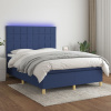 Box spring postel s matrací a LED modrá 140x190 cm textil Modrá 3135435