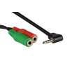 AQ KAW001 - adaptér 3,5 jack 4 pol - 2x 3,5 jack (mikrofón + slúchadlá), 0,15m