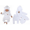 Novorodenecká sada 4D, body kr. rukáv, tepláčiky, kabátik a čiapočka Z&Z, biela, 50 (0-1m)