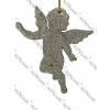 Drevený anjel 10 cm - strieborný gliter