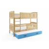 BMS Group Poschodová posteľ s prístelkou KUBO 3 200x90 borovica - modrá