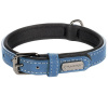 Flamingo Collar Delu Blue - modrý obojok pre psa, podšitý, vyrobený z ekokože a neoprénu - XS