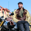 Pánská kožená moto bunda W-TEC Retro vel. XL Barva černo-hnědo-béžová, Velikost XL