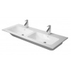 Duravit ME by Starck - Nábytkové dvojumývadlo, 130x49 cm, s 2 otvormi na batérie, s WonderGliss, matná biela 23361332001