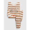GAP Baby pruhované pyžamo so sobom Béžová 12-18M Béžová Béžová
