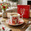 Porcelánový šálka na kávu a čaj s tanierikom DUO SRDCIA MAČKY 240 ml