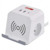 EMOS Predlžovací kábel - kocka 2 m / 2 zásuvky / biely / 2×USB-A + 1×USB-C+Qi / 1,5 mm2 P0212CQ