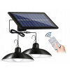 Závesná lampa Wolff 10W čierna (Solárna lampa luster 2x solárny panel + diaľkové ovládanie 2v1)