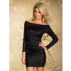 Sexy šaty mini lesklé čierne - VERA22 Veľkosť: XXL