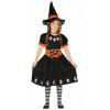 KOSTÝM MALÁ ČARODEJNICA ORANŽOVÁ LEBKA HALLOWEEN 146