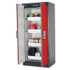 Ohňovzdorná skriňa na nebezpečné látky Select, W-94, korpus antracitový, dvere červené, so 4 výsuvný