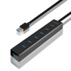 AXAGON HUE-SA7BP 7x USB3.0 Alu Charging húb, čierny HUE-SA7BP
